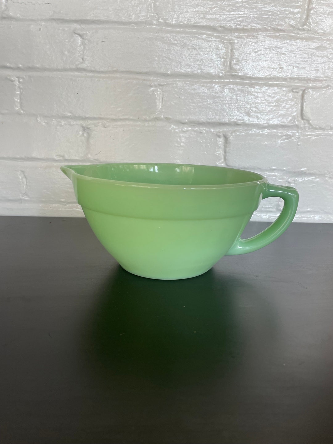 Vintage Fire King Jadeite Mixing Bowl With Handle and Pour Etsy