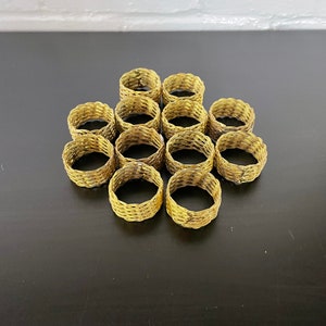 Set of 12 Brass Woven Napkin Rings