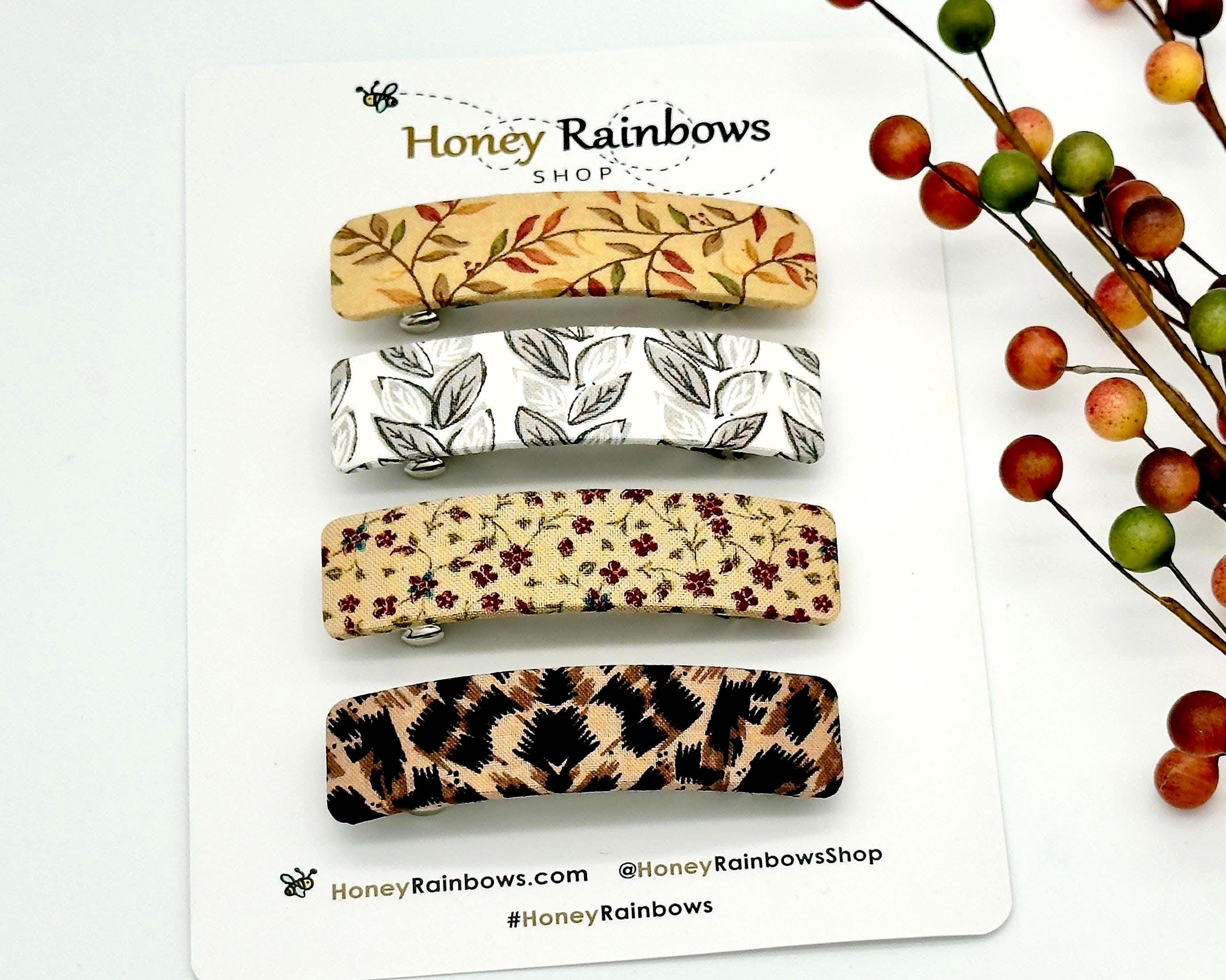 Autumn Leaves Hair Barrette for Women; Brown Gray Leaves 