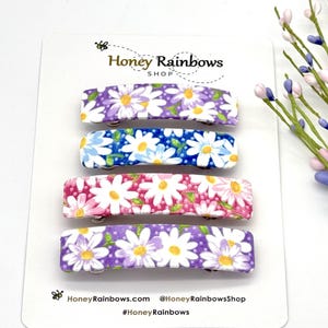 Beautiful White Daisy Hair Barrette for Women; Daisies on Pink Blue Purple Hair Barrette; Thin to Thick Hair, Unique Hair Clip; Gift for Her