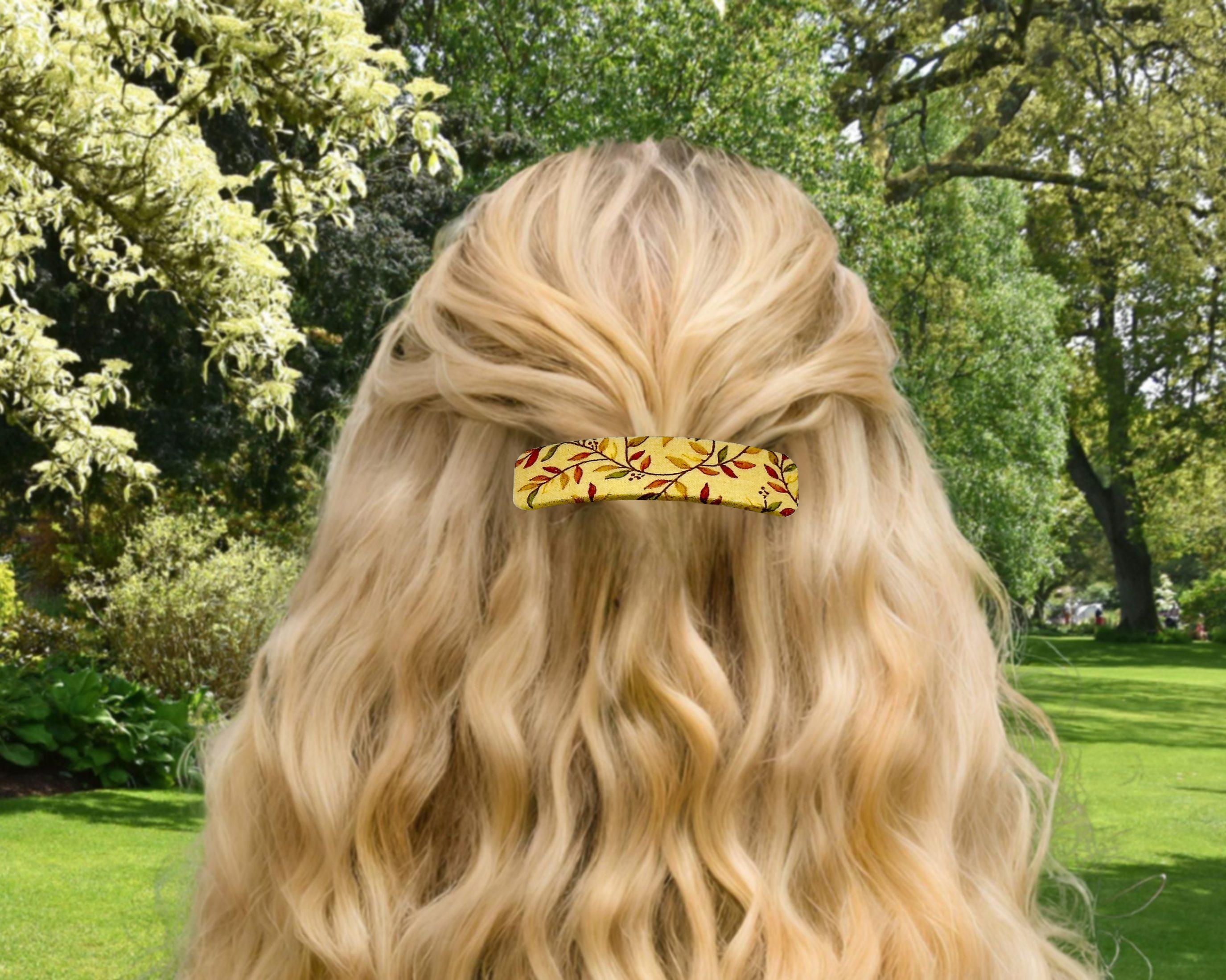 Autumn Leaves Hair Barrette for Women; Brown Gray Leaves  display picture 3
