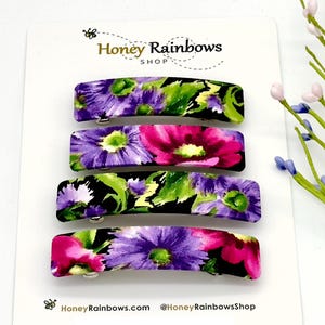 Vibrant Fuchsia & Purple Flower Hair Barrette for Women; Unique Floral Bloom Hair Barrette; Thin to Thick Hair Clip, Artistic Gift for Her