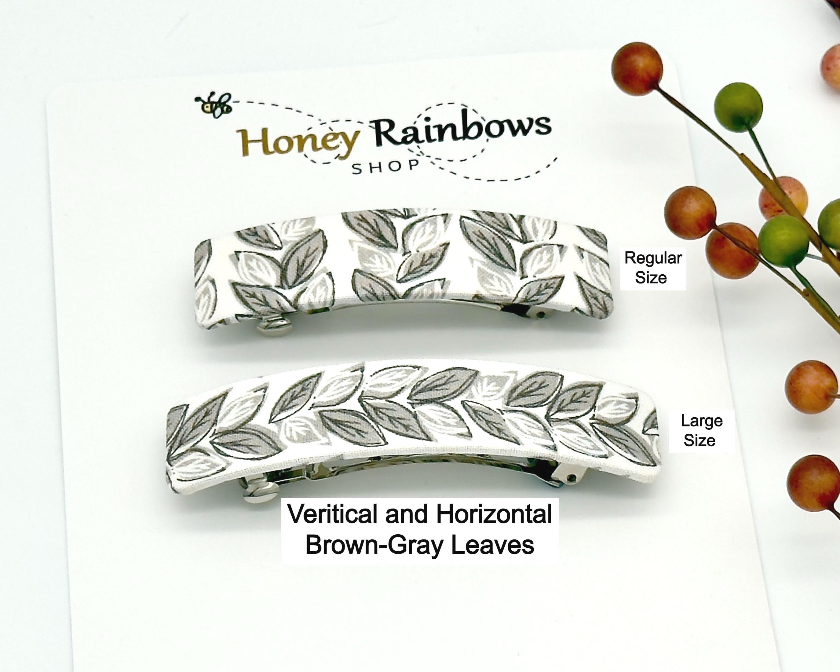 Autumn Leaves Hair Barrette for Women; Brown Gray Leaves  display picture 2