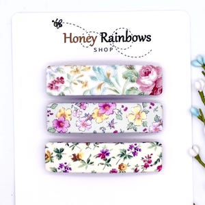 Beautiful Handcrafted Pink Rose Hair Barrette; Wild Flower Hair Clip; Unique Hair Barrette for Thin to Thick Hair;  Blue Yellow Pink & Lilac