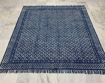 2x3 ft Vintage Indigo Blue Rug Dari Cotton Handmade Woven Carpet Area Floor Rug 2x3 ft Vintage Indigo Blue Rug Dari Cotton Handmade Woven Carpet Area Floor Rug