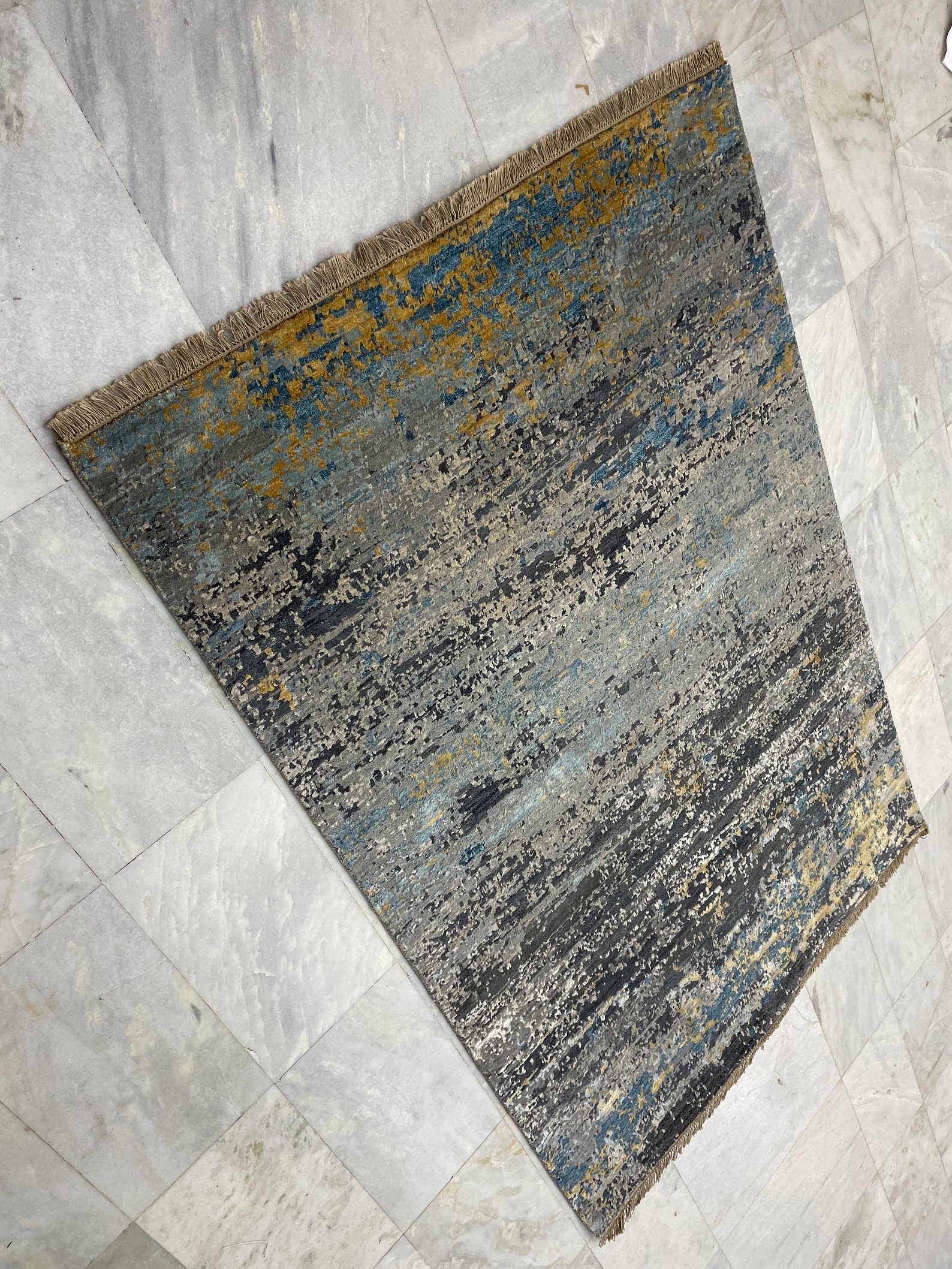 6X9 High Low Pile Rug Handmade Wool and BAMBOO Silk Modern Etsy