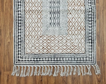 Entryway Rug, Cotton Rug, Runner Rugs, Bedside Runner Rug, Block Print Rugs, Boho Rug, Kilim Rug, Table Runner, Aztec Navajo Rug 2x6 to 2x20