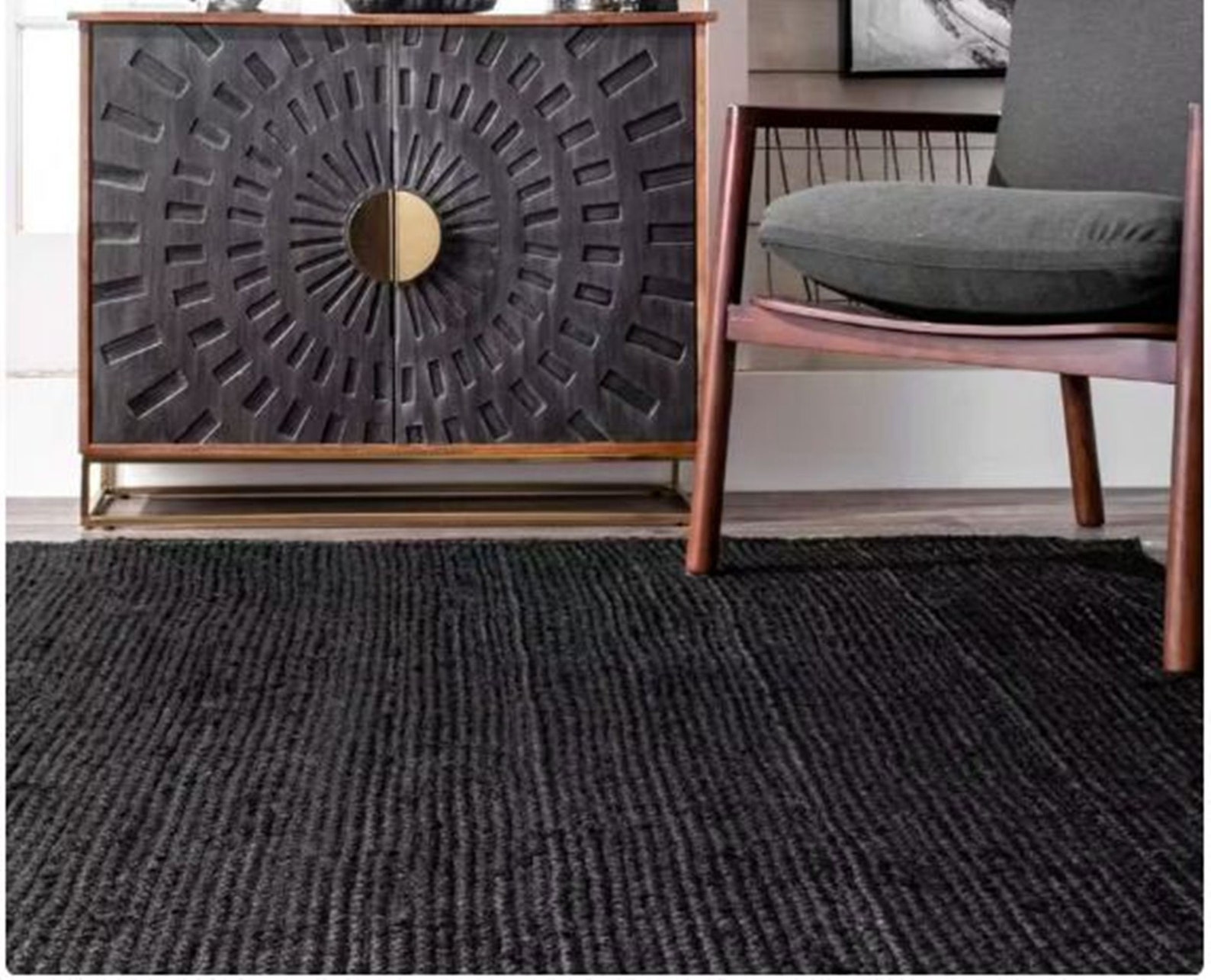 2x3 10x14 Ft. Black Colour Beautiful Jute Rug Rug for Guest Etsy UK