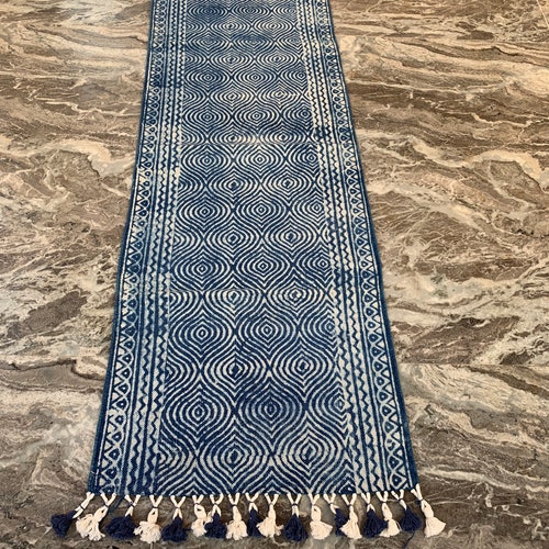 Handmade Long Indigo Rug Block Printed Cotton. - Etsy