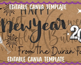 Happy New Year editable banner template on canva