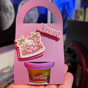 Cute Kitty Birthday Party Favors with Playdough | Girly Playdough party favor boxes | cute girly party favor boxes cute kitty