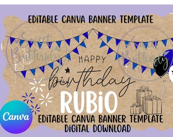 Editable Birthday Banner template for Boys or men