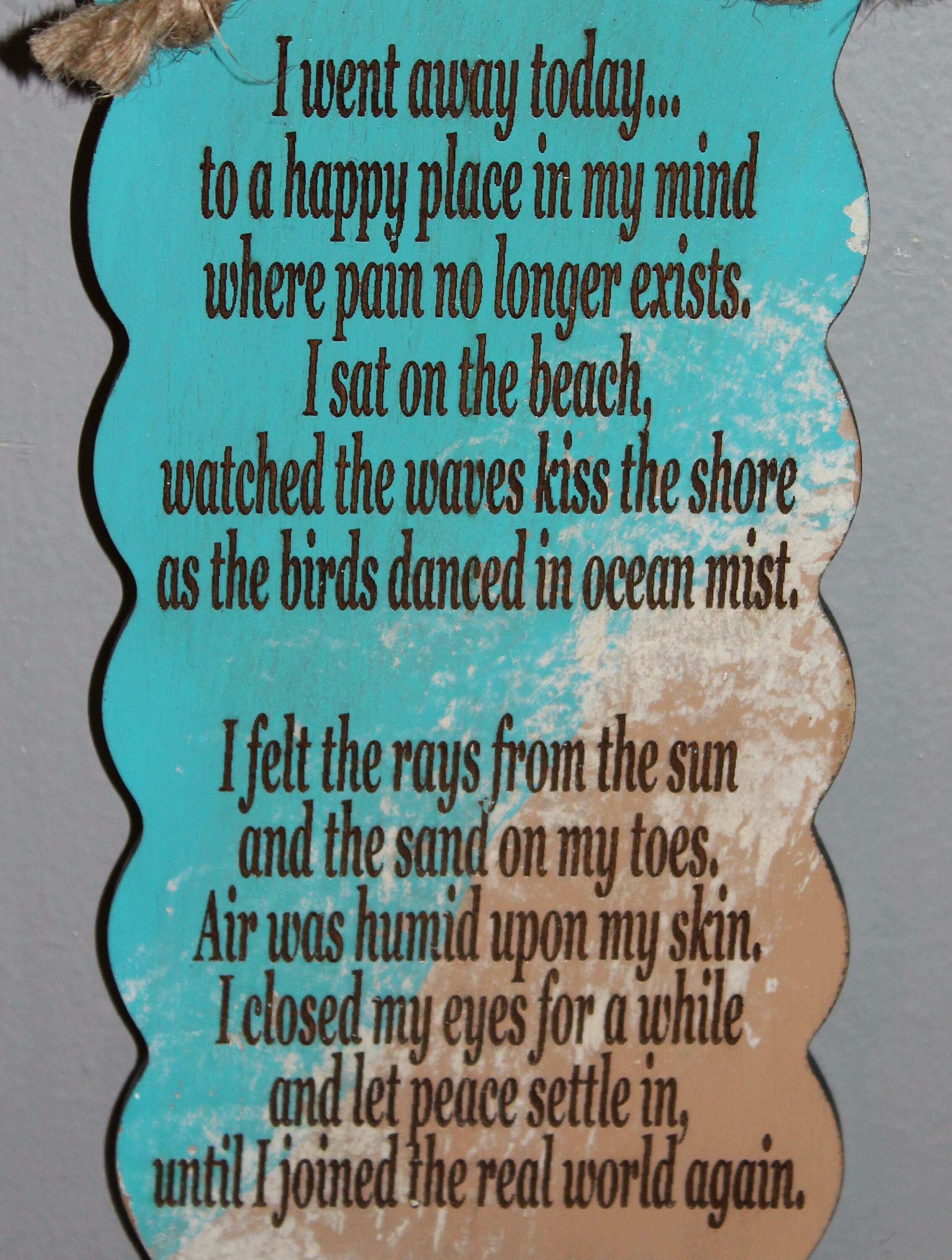 Original poem poetry quote beach ocean happy place wood Etsy