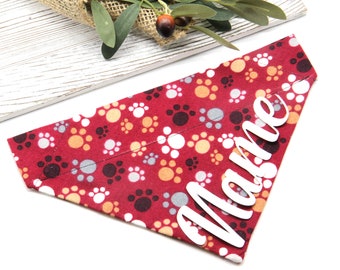 Personalized Dog Bandana, Paw Print Dog Bandana ,Dog Scarf, Over the collar