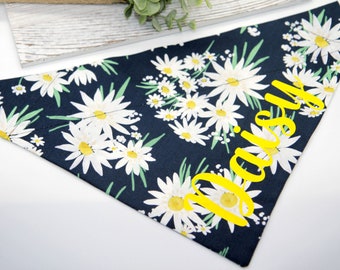 Personalized Daisy Dog Bandana, Flower Girl Dog Bandana, Over the collar