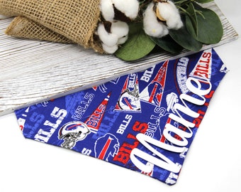 Personalized Dog Bandana, Bills Dog Bandana, Over the Collar, Dog Bandana, Cat Bandana