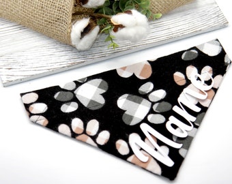 Personalized Dog Bandana, Paw Print Dog Bandana ,Dog Scarf, Over the collar