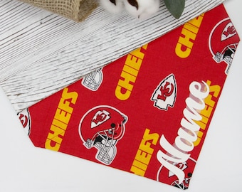 Personalized Dog Bandana, Chiefs Dog Bandana, Over the Collar, Dog Bandana, Cat Bandana
