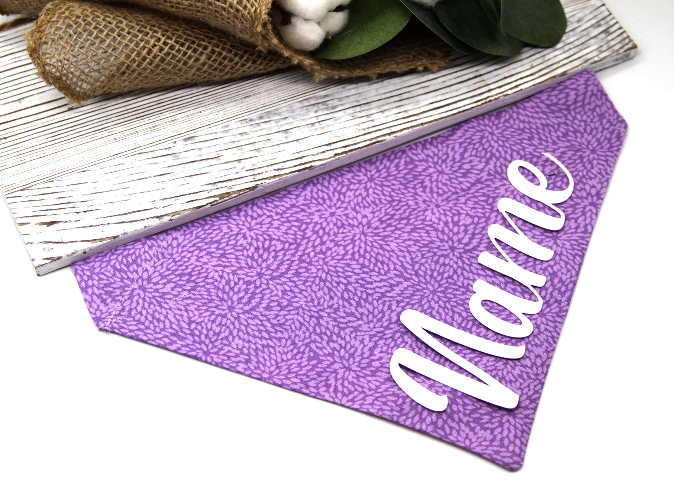 Personalized Dog Bandana, Purple Dog Scarf, Custom Dog Bandana, Over the collar