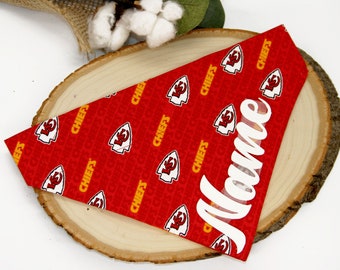 Personalized Dog Bandana, Chiefs Fan Dog Bandana, Over the Collar, Dog Bandana, Cat Bandana Chiefs