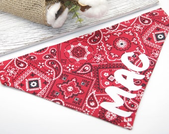 Personalized Dog Bandana, Classic Print Dog Bandana ,Red Bandana, Over the collar