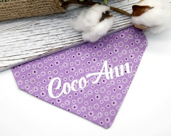 Personalized Dog Bandana, Purple Dog Scarf, Custom Dog Bandana, Over the collar