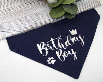 Birthday Boy Dog, Blue Bandana, Over the collar, Dog Birthday Bandana, Happy Birthday Dog