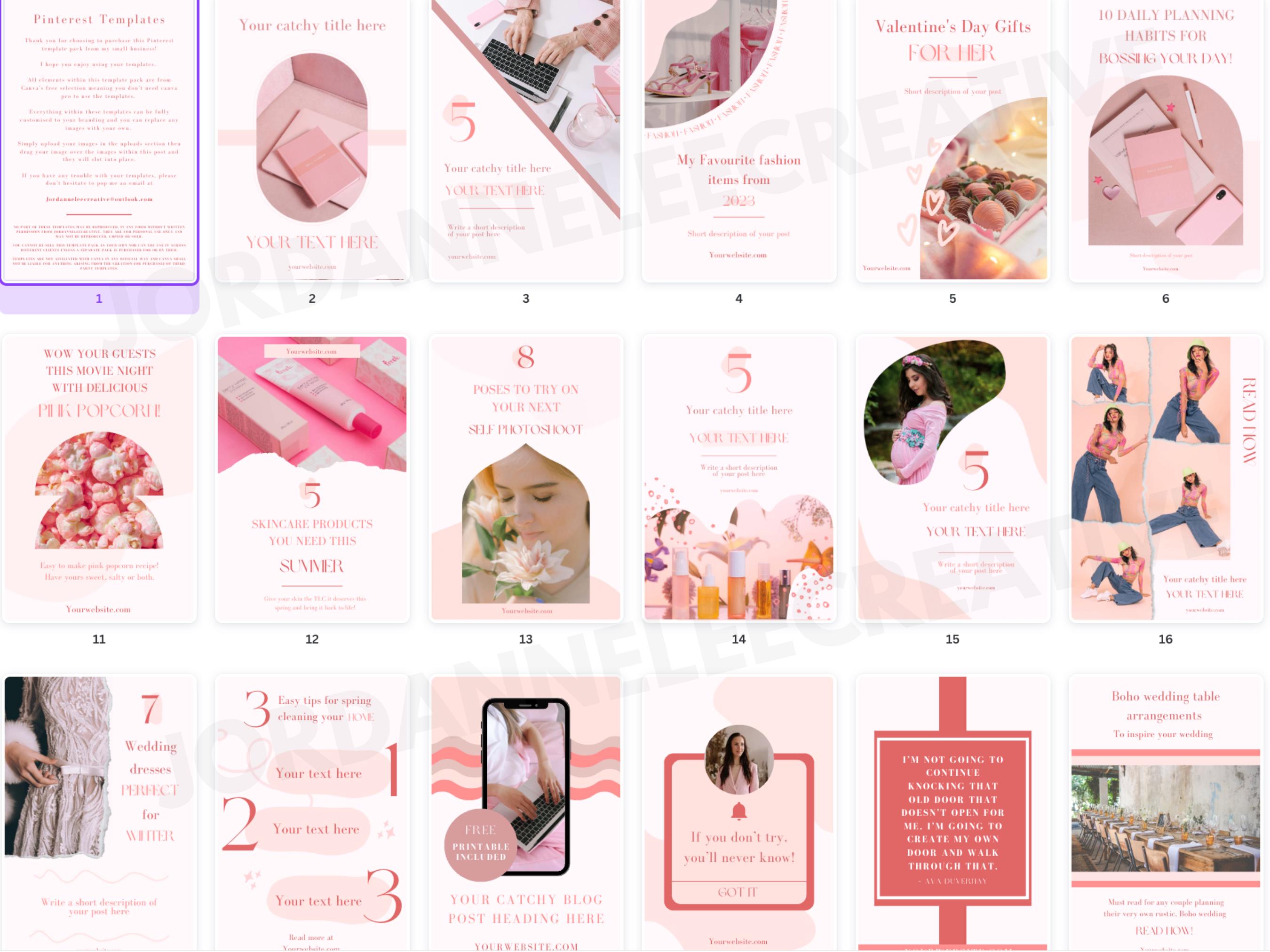 25 Pinterest Pin Templates: Canva Editable Social Media Kit (digital ...