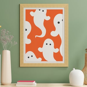 Ghost Print Halloween Wall Art Cute Ghost Home Decor Colourful Cute Ghost Pastelgoth Art Autumnal Fall Art Retro Funky Ghost Art image 5