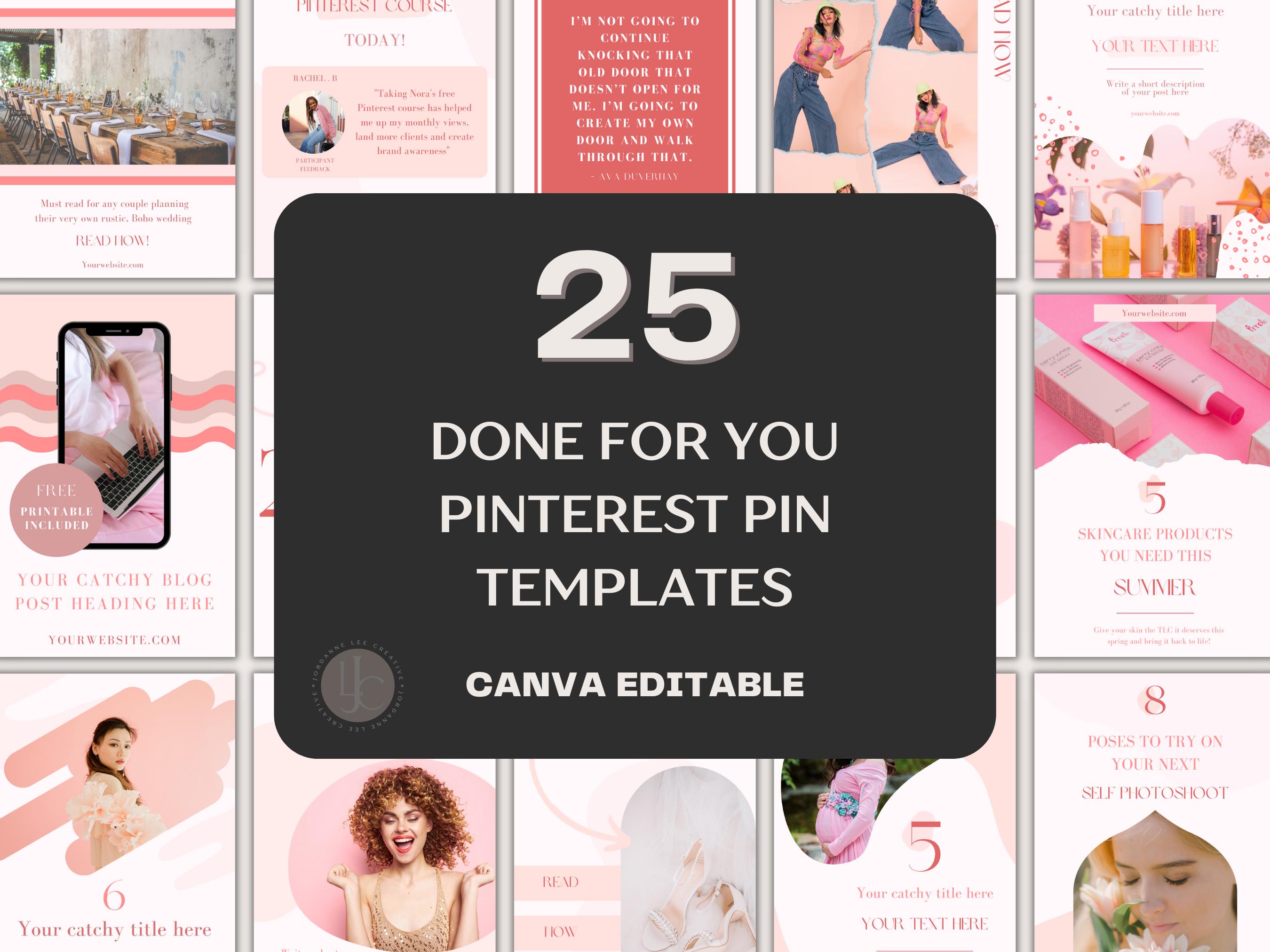 25 Pinterest Pin Templates: Canva Editable Social Media Kit (digital ...