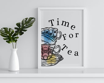Alice in Wonderland Kitchen Print: Whimsical Tea Party Wall Art