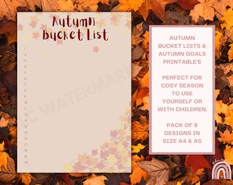 Autumn Bucket List & Autumn Goals Printable | Instant Download Bucket List | Fall Bucket List Printable | PDF Digital Download