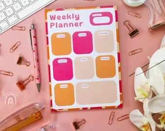 A5 Notepad Weekly Planner Pad - Notepad to do list - A5 Desk Pad - Stationery Gifts - Writing Pad - Colourful Stationary - Planner Pad