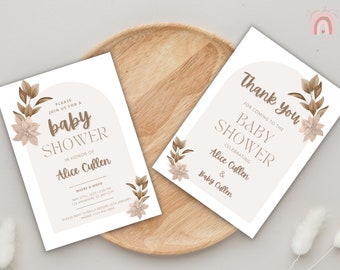 Neutral Baby Shower Invitation Template |  Customizable Invitation Card | Instant Digital Download | Printable Invitation | Gender Reveal