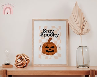 Pumpkin Wall Art Print | Autumn Fall Art | Seasonal Decor | Retro Halloween | Cute Spooky Pumpkin | Pumpkin Birthday Gift | Cute Spooky Art