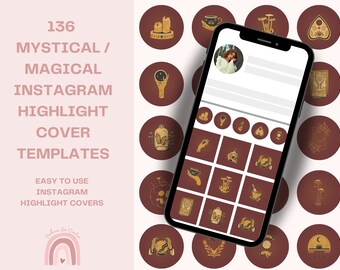 136 Instagram Highlights | Magical Canva Instagram Highlight Icon | Simple Instagram Highlight Cover | Spiritual Instagram Templates