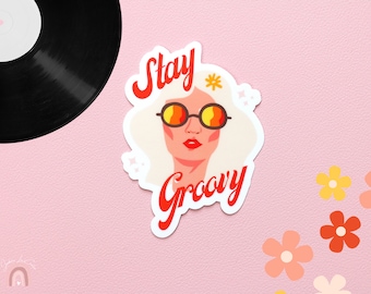 Stay Groovy Vinyl Sticker | Retro Sticker | Hippie Gifts | Cute Decals | Waterproof Laptop sticker |  Groovy Stickers | Guitar Stickers