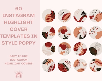 60 Instagram Highlight Covers | Feminine Instagram Templates | Social Media Templates | Customised Instagram Highlight Covers