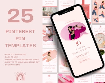 Pinterest Pin Templates | Pinterest Templates for Canva | Canva Editable Pin Template | Social Media Template | Pinterest Idea Pin Kit