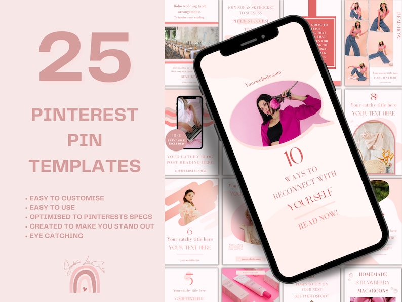 Pinterest Pin Templates Pinterest Templates for Canva Canva Editable Pin Template Social Media Template Pinterest Idea Pin Kit image 1