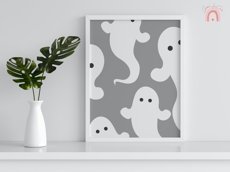Ghost Print Halloween Wall Art Cute Ghost Home Decor Colourful Cute Ghost Pastelgoth Art Autumnal Fall Art Retro Funky Ghost Art image 8