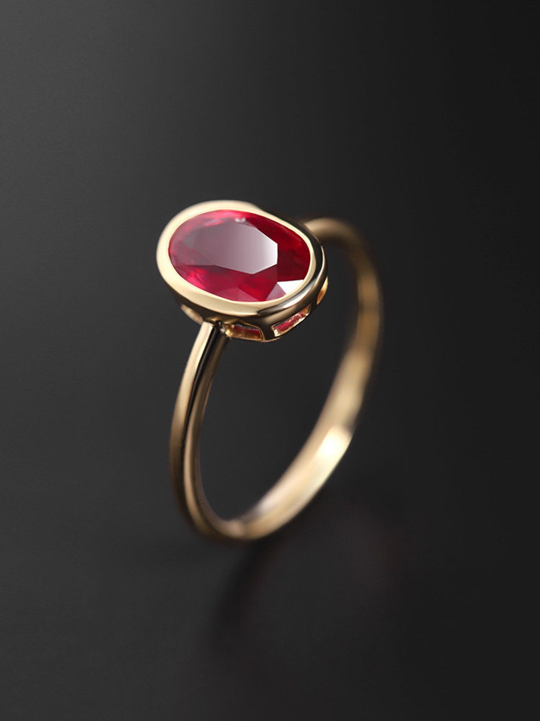 1.65ct Exquisite Passionate Energy Bezel Set Natural Ruby Ring | 18K ...