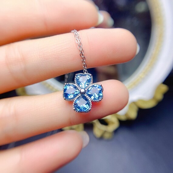 Blue 2024 clover necklace