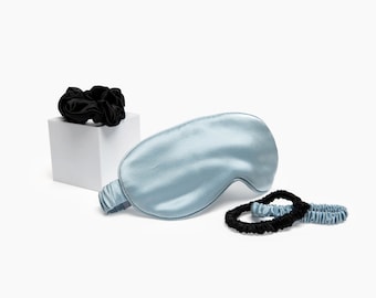 100% Mulberry Silk Sleep Mask Gift Set: Eye Mask & Hair Ties