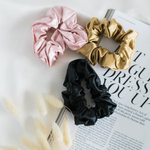 100% Pure Mulberry Silk Hair Scrunchies/ Hair Ties/ Hair Accessories Anti Pull, Anti Tug, Anti Hair Loss Set of 3 image 1