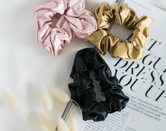 Mulberry Silk Scrunchies: Anti-Tug Hair Ties, Set of 3