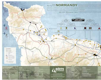 D Day Normandy Map | D Day Poster | D Day Map | Band of Brothers | Tourist Map | WW2 Art| Military Theme | Gift | Map Poster | Army