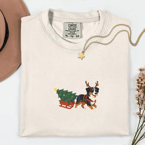 Black Tri Australian Shepherd Christmas Tree T-shirt, Aussie Lover Gift