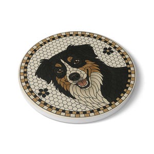 Australian Shepherd Mosaic Ceramic Coaster: Dog Lover Gift image 3