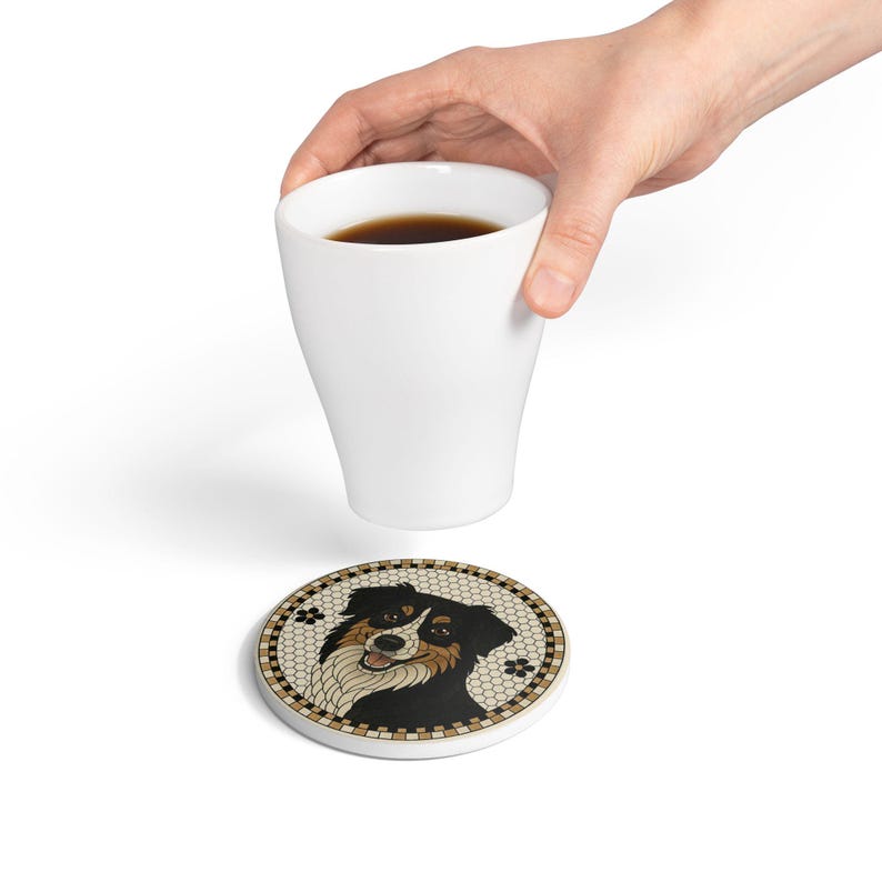 Australian Shepherd Mosaic Ceramic Coaster: Dog Lover Gift image 5